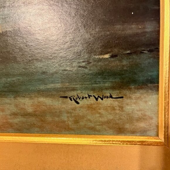 1960s Robert Wood Golden Surf Lithograph Art Print from Windsor Art 67" X 29" - Picture 5 of 7